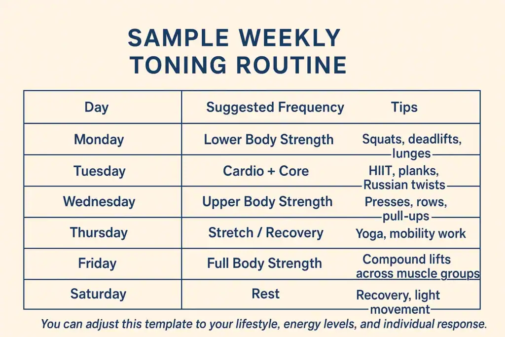 Achieving the Perfect Tone: How Often Should You Exercise for Results? 4 Weekly exercise Wellingborough plan graphic