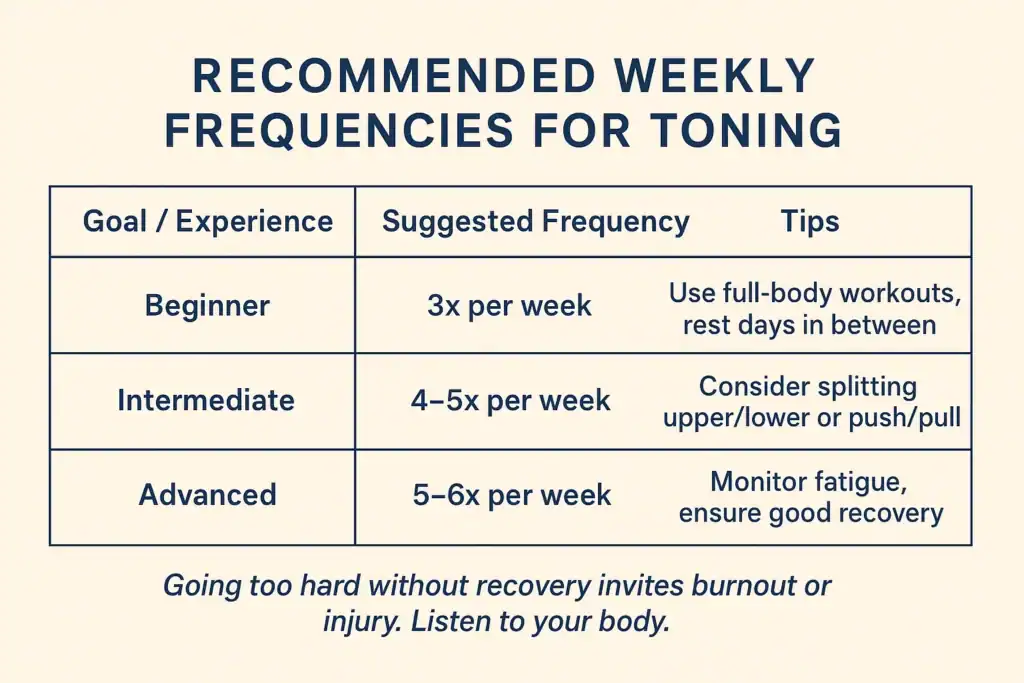 Achieving the Perfect Tone: How Often Should You Exercise for Results? 2 Graphic to show how often you should do exercise to help with toning Wellingborough